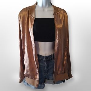 Signature Studio Bomber Jacket, Size Medium M,  Bronze Gold Toned